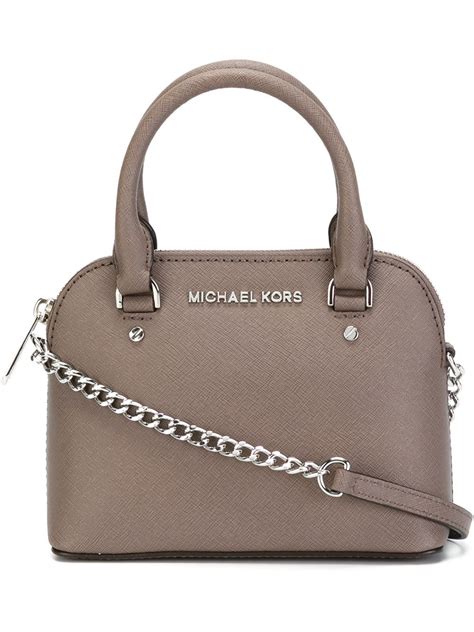 michael kors cindy bag grey|MICHAEL KORS Cindy Gray Leather Dome Satchel Large .